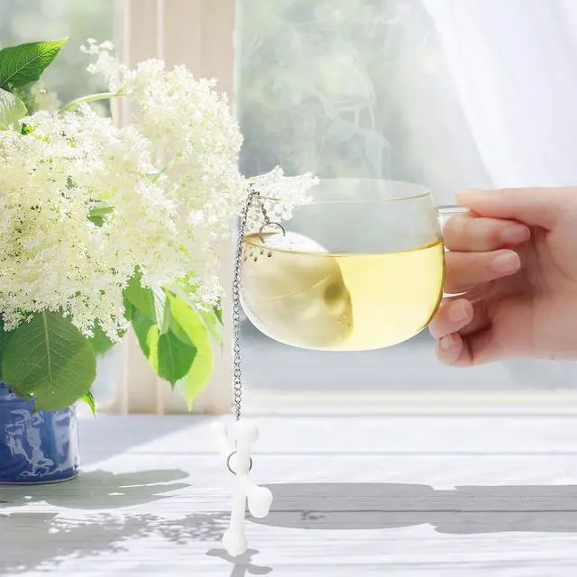 Alt view image 6 of 6 - Coolrunner 2 pcs Silicone Tea Bones Skull Tea Infuser Filter