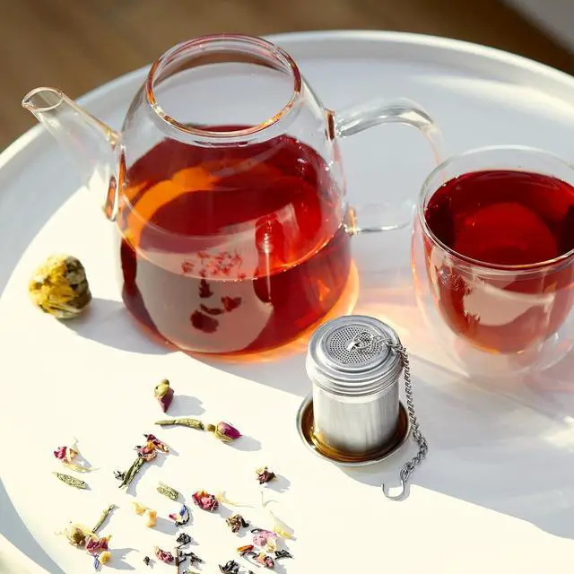 Alt view image 7 of 7 - Stainless Steel Tea Infuser for Loose Leaf Tea, Small (1.5 Diameter x 2.2 Height) Extra Fine Mesh Strainer with Chain Hook & Lid, Reusable Tea Steeper for Mugs, Cups & Teapots