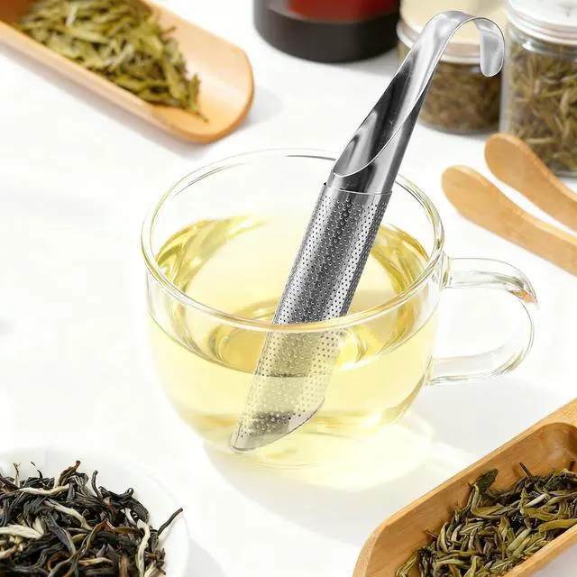 Alt view image 7 of 7 - Stainless Steel Tea Infuser for Loose Leaf Tea Reusable Tea Strainer with Long Handle, Cleaning Brush Drip Tray & Mini Spoon Perfect for Single Cup Brewing at Home, Office, or Travel