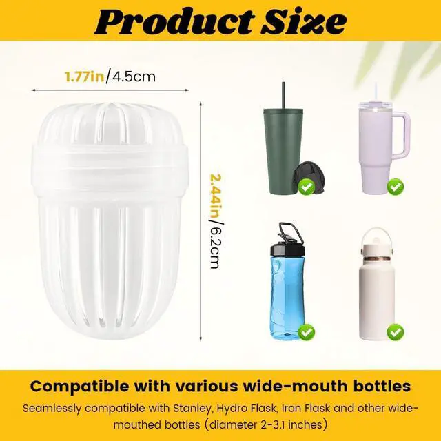 Alt view image 2 of 7 - 3PCS Fruit Infuser Insert, Flower Tea Infuser for Wide Mouth Water Bottles, Tea Infuse Ball Compatible with Stanley,Hydro Flask, Iron Flask,Takeya, ThermoFlask and Similar