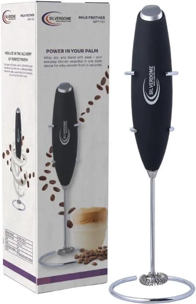 Main image of Silverdome's Powerful Handheld Milk Frother, Stainless Steel whisk for Silky Foam in Seconds, Battery Operated(Not Included), Perfect for café-style drinks, Coffee, Lattes, Cappuccino, Hot Chocolate.