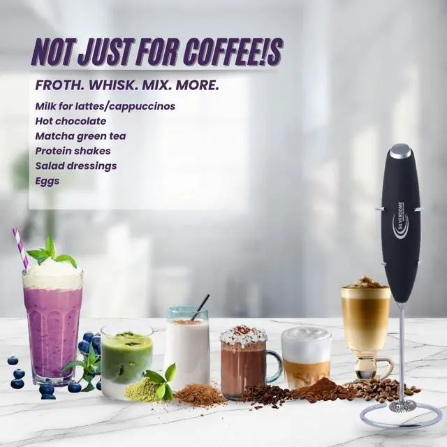 Alt view image 3 of 7 - Silverdome's Powerful Handheld Milk Frother, Stainless Steel whisk for Silky Foam in Seconds, Battery Operated(Not Included), Perfect for café-style drinks, Coffee, Lattes, Cappuccino, Hot Chocolate.
