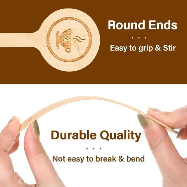 Alt view image 3 of 7 - WRINGKIT 200 Pieces Wood Coffee Stirrers, 6 Inch Stir Sticks with Round End