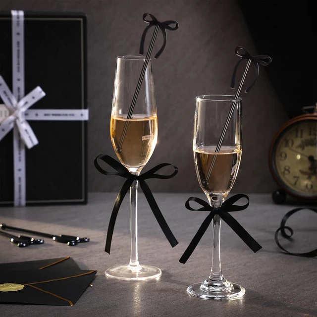 Alt view image 6 of 6 - SiliFine 30 Pcs 6 Inch Party Bow Drink Stirrers Pack,Black