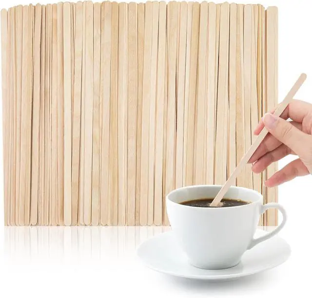 Main image of WISYOK 500Pcs Coffee Stirrers, 7 Inch, Birch Wood