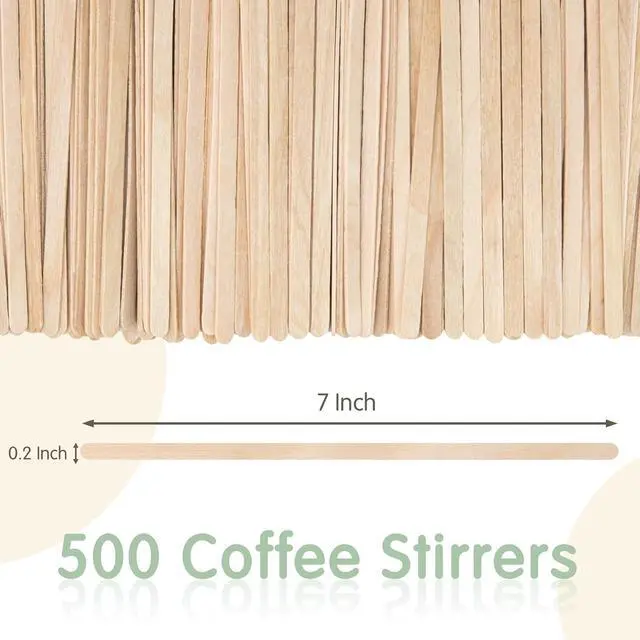 Alt view image 2 of 7 - WISYOK 500Pcs Coffee Stirrers, 7 Inch, Birch Wood