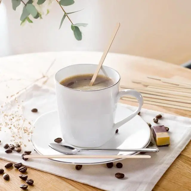Alt view image 7 of 7 - WISYOK 500Pcs Coffee Stirrers, 7 Inch, Birch Wood