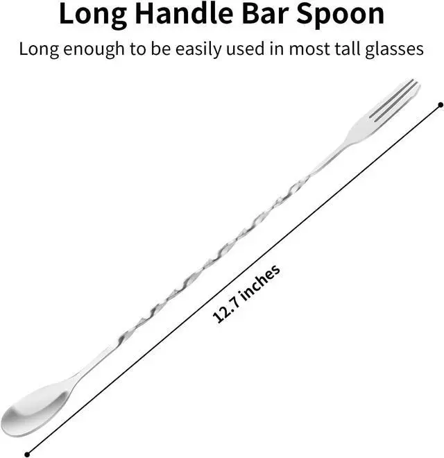 Alt view image 2 of 7 - Cuttte 2pcs Bar Spoon Cocktail Mixing Spoons for Drinks 12.7 Inches Long