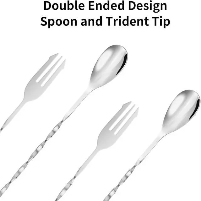 Alt view image 3 of 7 - Cuttte 2pcs Bar Spoon Cocktail Mixing Spoons for Drinks 12.7 Inches Long