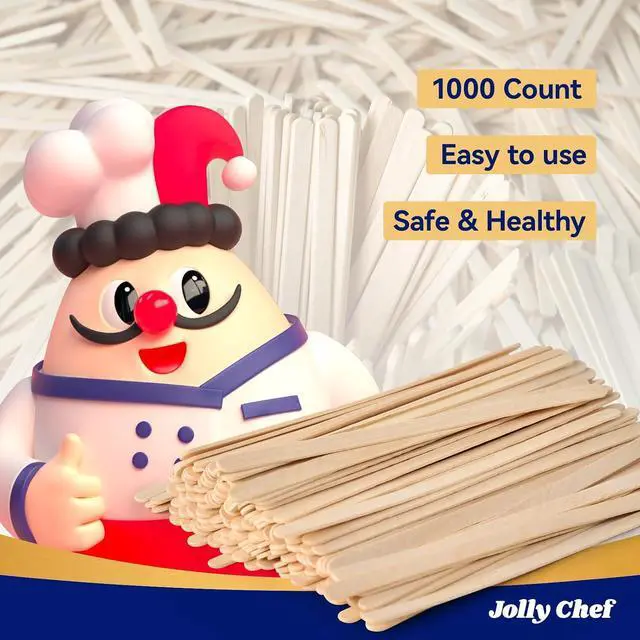 Alt view image 3 of 7 - JOLLY CHEF 1000 Count Wooden Coffee Stirrers 5.5 inch