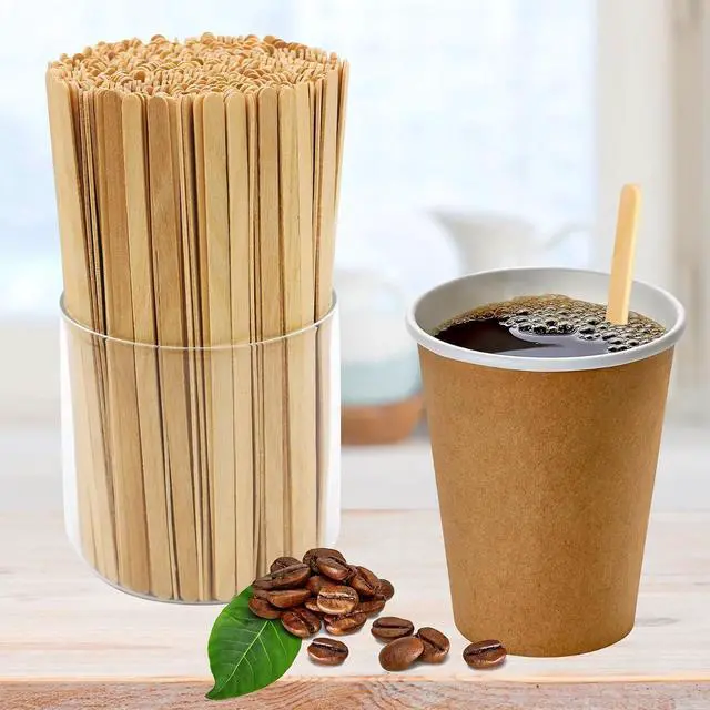 Alt view image 6 of 7 - Sugormek1000PCS 5.5 IN Wooden Coffee Stirrers, A+Level Smooth Rounded Edges Disposable Coffee Stir Stick, Wooden Stir Stick for Coffee Cocktail Coffee Bar Accessories DIY Craft Design