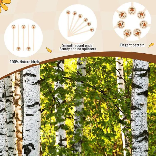 Alt view image 5 of 7 - Wooden Coffee Stirrers 100-Pack Coffee Stir Sticks 5.9 Inch Natural Birch Stir Sticks with Round Ends, Disposable Stirring Sticks for Coffee, Cocktails, Milk & Hot Drinks