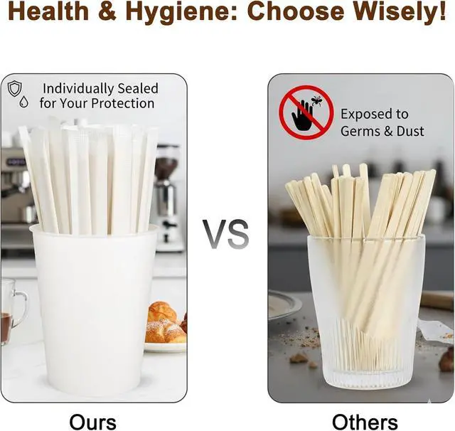 Alt view image 2 of 7 - Guyuyii 200 Pcs 5.5" Coffee Stirrers Individually Wrapped with Storage Box