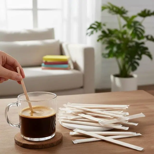Alt view image 5 of 7 - Guyuyii 200 Pcs 5.5" Coffee Stirrers Individually Wrapped with Storage Box