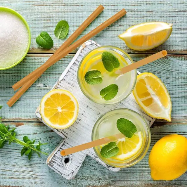 Alt view image 6 of 7 - 100pcs Sugarcane Straws, 8 Inch Sturdy Biodegradable Plastic Free Eco-Friendly Compostable Smoothie Drinking Straws for Home Restaurant Beach Parties Not Foggy