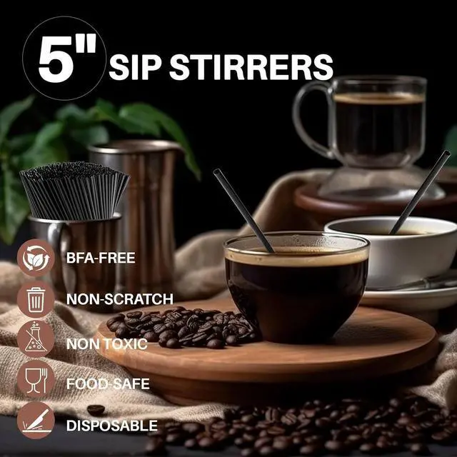 Alt view image 2 of 5 - MAQIHAN 600PCS Coffee Stir Sticks - Black Plastic Stirrers for Coffee Bar
