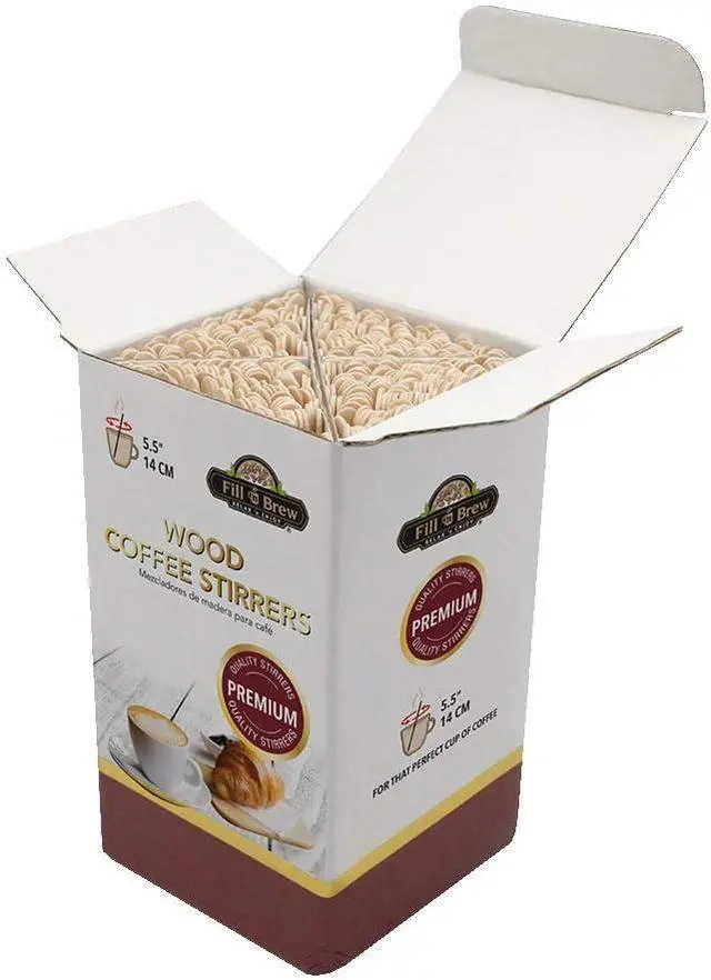 Main image of Fill 'n Brew Wood Coffee, Tea & Beverage Stirrers (5.5" Length, 500 Count): 1 Box / 500 stir Sticks