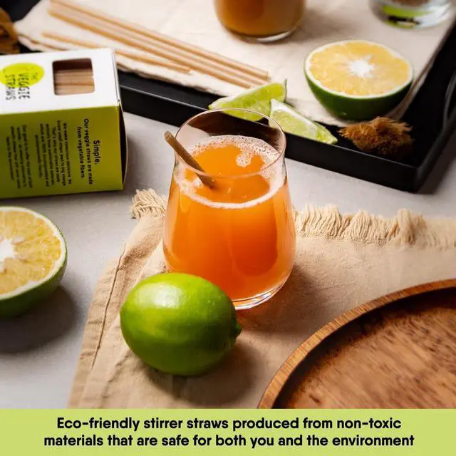 Alt view image 7 of 7 - The Veggie Straws 150 PCS of 4.75 Inches Unwrapped Biodegradable Drink Stirrers Made of Vegetable Fibers, Best Cocktail Stirrers for Drinks of All Kinds
