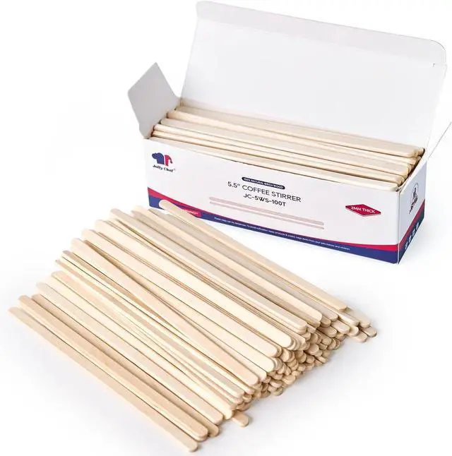 Main image of JOLLY CHEF 5.5 inch Wooden Coffee Stirrers 100 Count