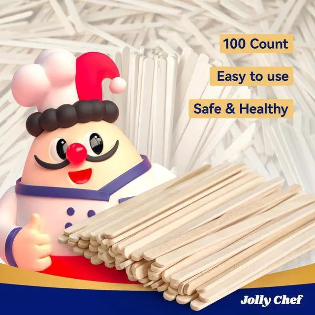 Alt view image 3 of 7 - JOLLY CHEF 5.5 inch Wooden Coffee Stirrers 100 Count