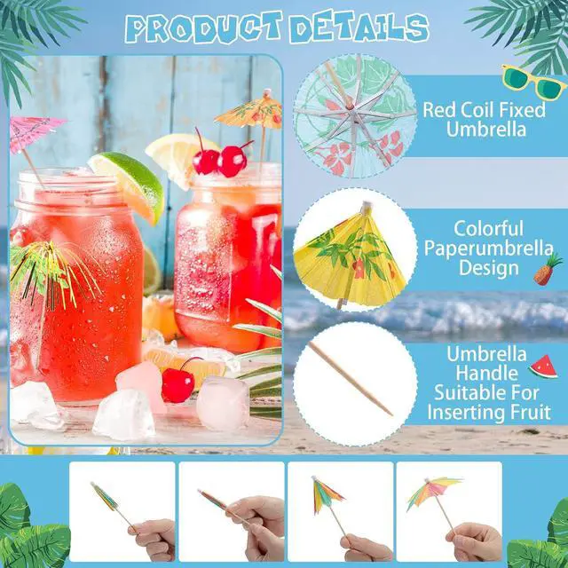 Alt view image 2 of 7 - Irenare 180 Pcs Drink Umbrellas Cocktail Picks, Coconut Palm Firework