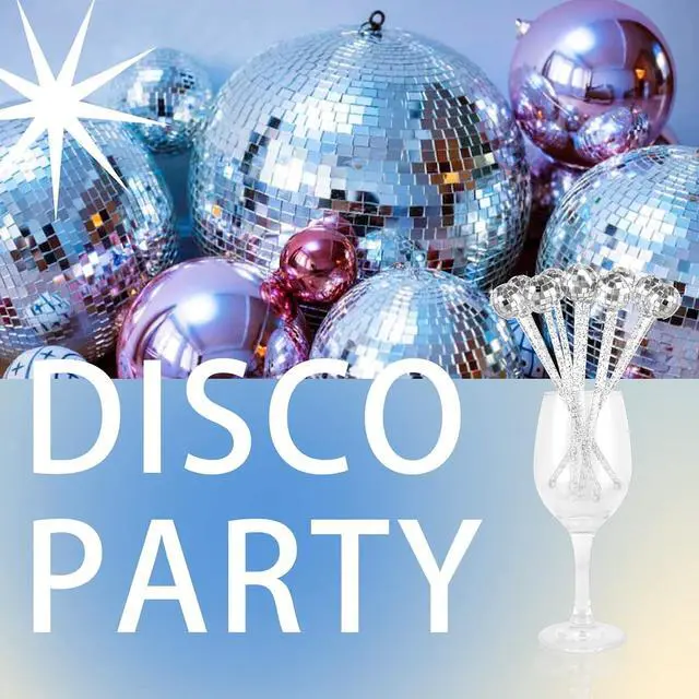 Alt view image 4 of 7 - 10 PCS DISCO BALL DRINK STIRRERS Glitter Drink Stirrers Lolipop Sticks Disposible for Last Disco disco bachelorette New Years Eve and wedding (silver)
