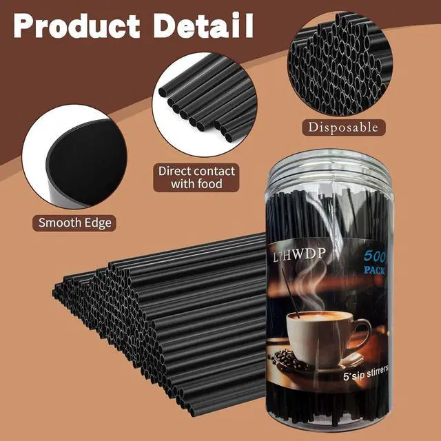 Alt view image 2 of 7 - 500 Pcs Coffee Stirrer and Holder Set Coffee Stir Sticks Coffee Stirrers 5 Plastic Cocktail Stirrers For Drinks for Mixing Coffee Milk Cocktail Drinks Coffee Home Kitchen Party Supplies (black)