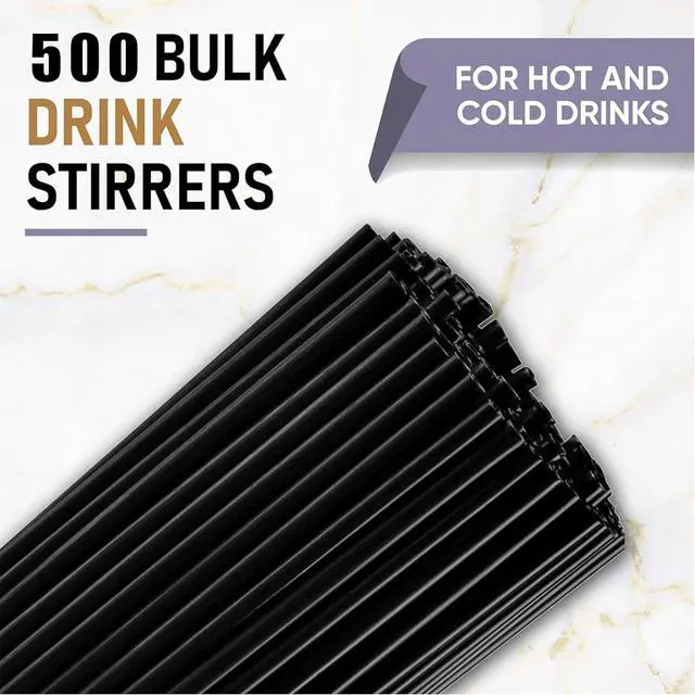Alt view image 3 of 7 - 500 Pcs Coffee Stirrer and Holder Set Coffee Stir Sticks Coffee Stirrers 5 Plastic Cocktail Stirrers For Drinks for Mixing Coffee Milk Cocktail Drinks Coffee Home Kitchen Party Supplies (black)