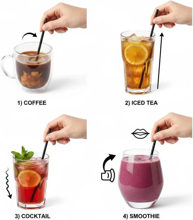 Alt view image 4 of 7 - 500 Pcs Coffee Stirrer and Holder Set Coffee Stir Sticks Coffee Stirrers 5 Plastic Cocktail Stirrers For Drinks for Mixing Coffee Milk Cocktail Drinks Coffee Home Kitchen Party Supplies (black)