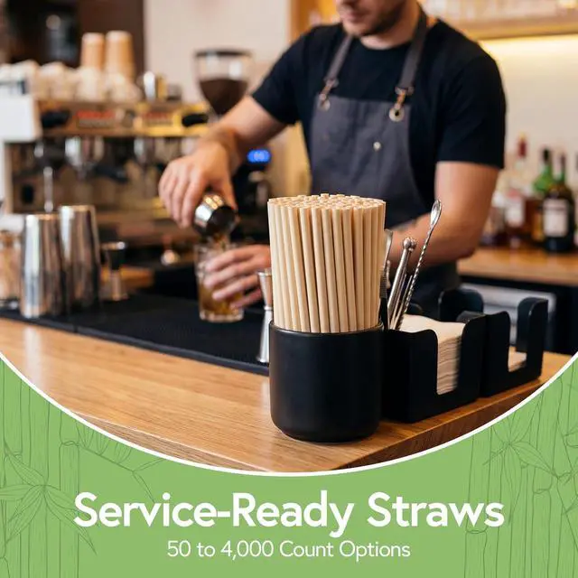 Alt view image 2 of 7 - Jenvita Bamboo Powder Straws, 50 Pack, 7.88 Inch, Biodegradable