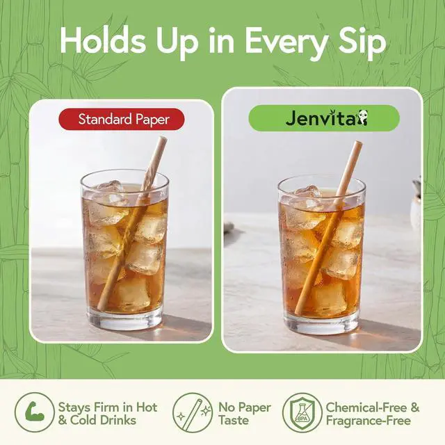 Alt view image 3 of 7 - Jenvita Bamboo Powder Straws, 50 Pack, 7.88 Inch, Biodegradable