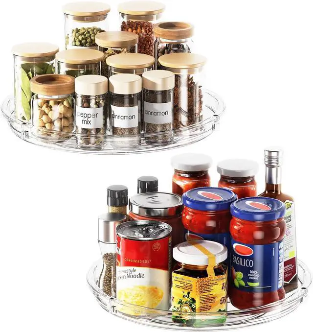 Main image of LAMU 2 Pack Lazy Susan Organizer 9 inch Lazy Susan Turntable for Cabinet, Rotating Spice Organization for Cabinet, Kitchen, Table Top, Countertop, Pantry Fridge Organizers and Storage, Clear