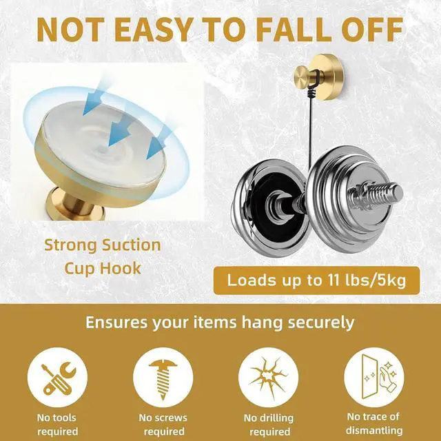 Alt view image 3 of 7 - Suction Cup Hooks, 2 Pack No-Drill Removable Wreath Hangers for Front Door, Towel Hooks for Bathroom Shower Glass Window Mirror Door
