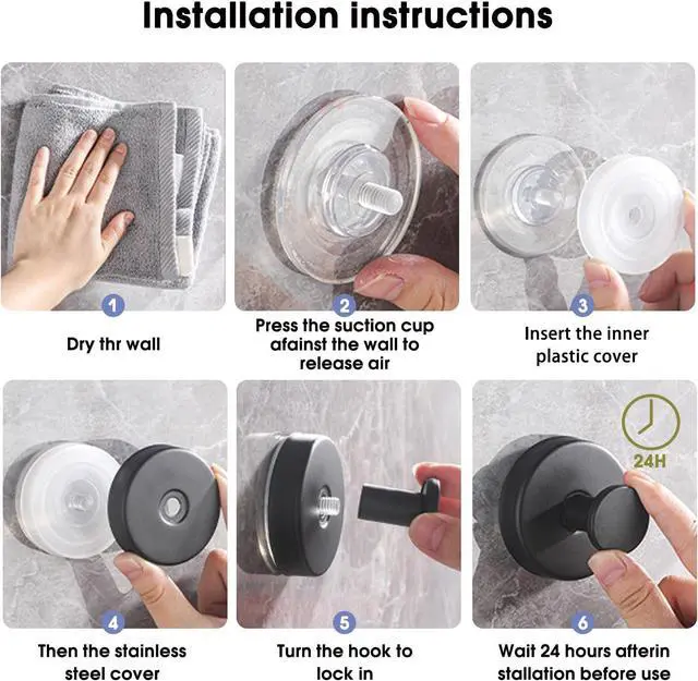 Alt view image 6 of 7 - Suction Cup Hooks, 2 Pack No-Drill Removable Wreath Hangers for Front Door, Towel Hooks for Bathroom Shower Glass Window Mirror Door