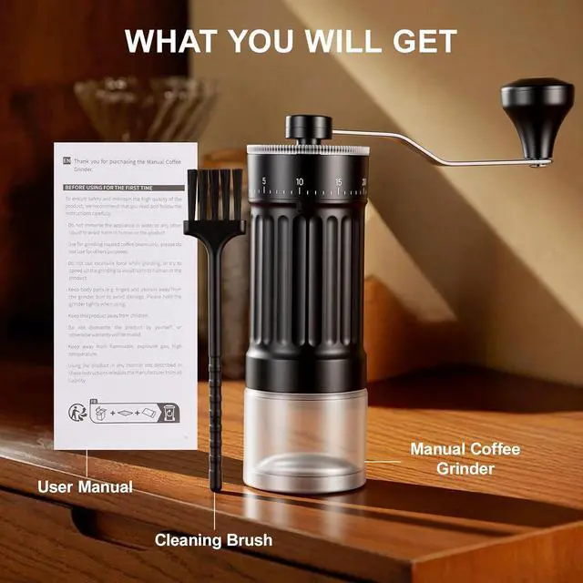 Alt view image 7 of 7 - Mini Manual Coffee Grinder with Ceramic Conical Burr, Black