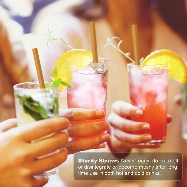 Alt view image 5 of 7 - 100pcs Sugarcane Straws, 8 Inch Sturdy Biodegradable Plastic Free Eco-Friendly Compostable Smoothie Drinking Straws for Home Restaurant Beach Parties Not Foggy