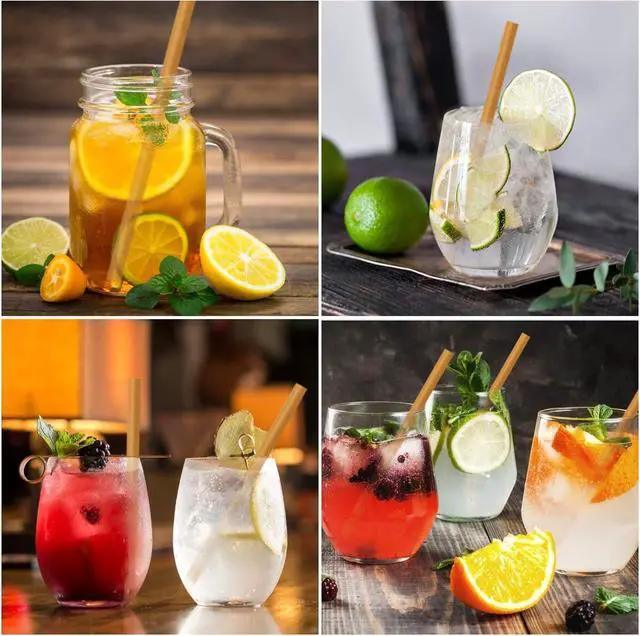 Alt view image 4 of 7 - 100pcs Sugarcane Straws, 8 Inch Sturdy Biodegradable Plastic Free Eco-Friendly Compostable Smoothie Drinking Straws for Home Restaurant Beach Parties Not Foggy