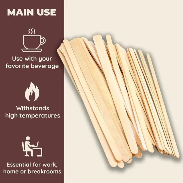 Alt view image 3 of 6 - Fill 'n Brew Wood Coffee, Tea & Beverage Stirrers (5.5" Length, 500 Count): 1 Box / 500 stir Sticks