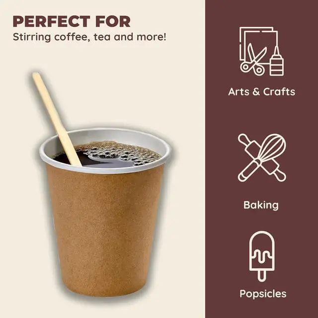 Alt view image 4 of 6 - Fill 'n Brew Wood Coffee, Tea & Beverage Stirrers (5.5" Length, 500 Count): 1 Box / 500 stir Sticks
