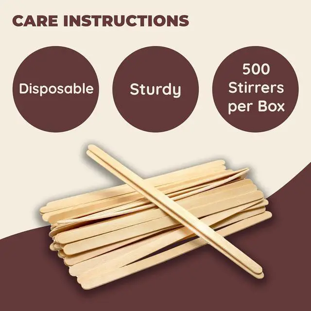 Alt view image 5 of 6 - Fill 'n Brew Wood Coffee, Tea & Beverage Stirrers (5.5" Length, 500 Count): 1 Box / 500 stir Sticks
