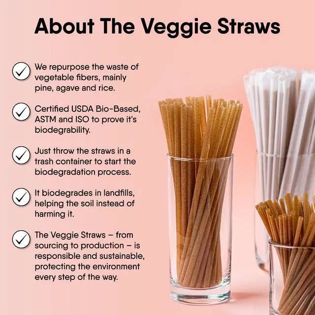 Alt view image 4 of 7 - The Veggie Straws 150 PCS of 4.75 Inches Unwrapped Biodegradable Drink Stirrers Made of Vegetable Fibers, Best Cocktail Stirrers for Drinks of All Kinds