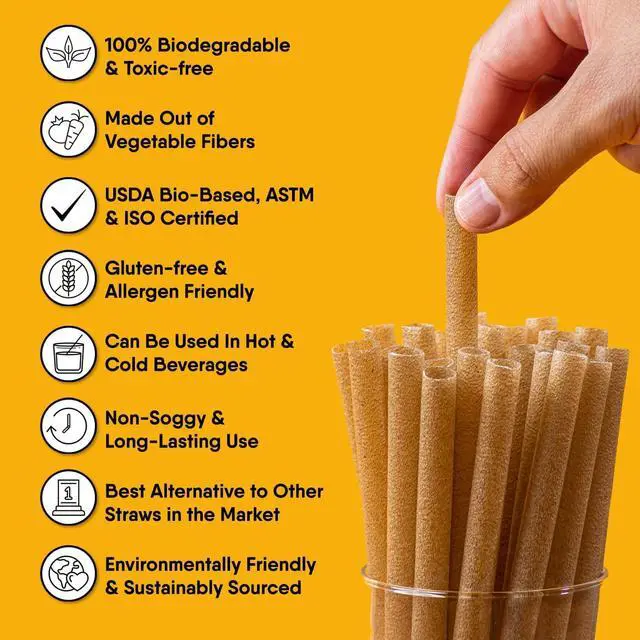 Alt view image 5 of 7 - The Veggie Straws 150 PCS of 4.75 Inches Unwrapped Biodegradable Drink Stirrers Made of Vegetable Fibers, Best Cocktail Stirrers for Drinks of All Kinds