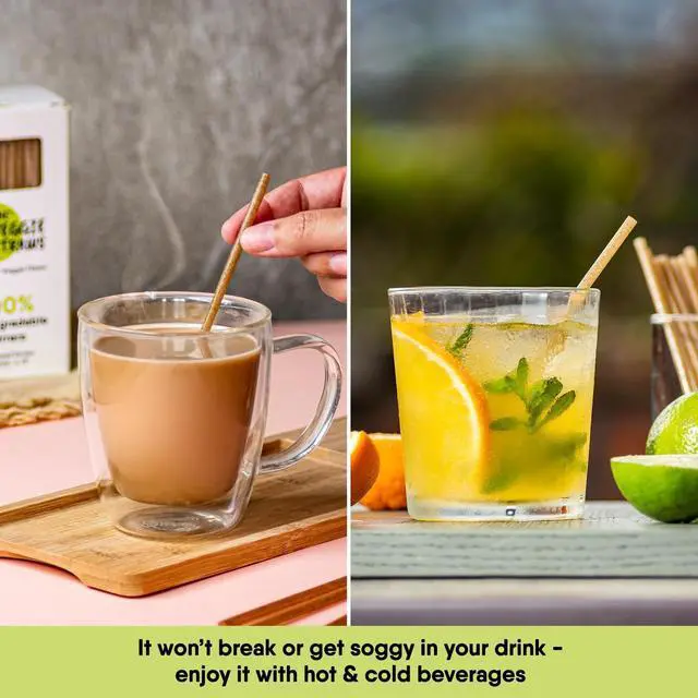 Alt view image 6 of 7 - The Veggie Straws 150 PCS of 4.75 Inches Unwrapped Biodegradable Drink Stirrers Made of Vegetable Fibers, Best Cocktail Stirrers for Drinks of All Kinds