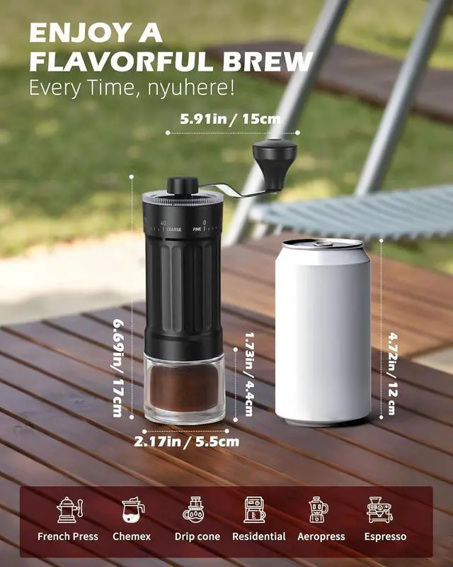 Alt view image 3 of 6 - GCCTXC Manual Coffee Grinder with Ceramic Burr Handheld Hand Crank Espresso Grinder for Coarse Drip Fine Pour Over French Press Small Portable for Travel Camping Quiet Adjustable with Grind Settings