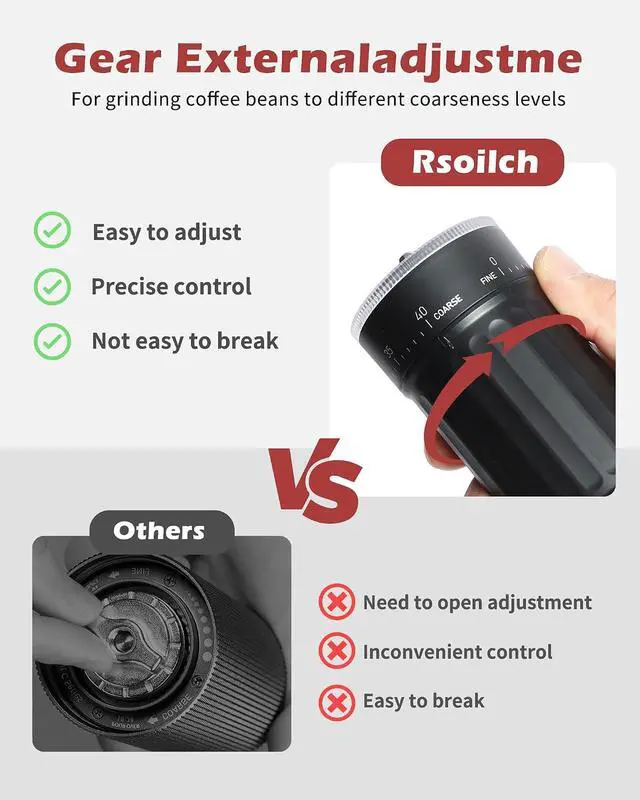 Alt view image 6 of 6 - GCCTXC Manual Coffee Grinder with Ceramic Burr Handheld Hand Crank Espresso Grinder for Coarse Drip Fine Pour Over French Press Small Portable for Travel Camping Quiet Adjustable with Grind Settings