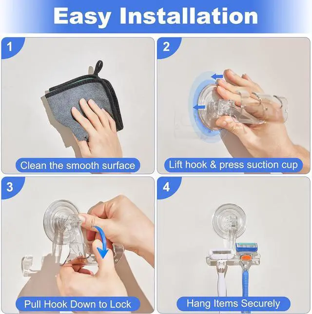 Alt view image 7 of 7 - ANDGOO Suction Cup Razor Holder for Shower, 2 Pack