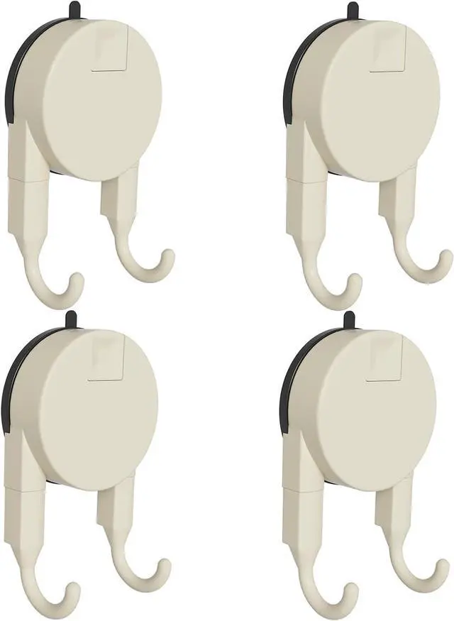 Main image of Strong Suction Cup Hooks for Shower, Bathroom, Kitchen, Heavy Duty Hangers for Door Wreaths, Robe, loofah, Towel, Utensils, Removable Wall Hooks for Tile, Glass, Mirror (4 Pack-Cream)