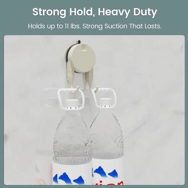 Alt view image 3 of 7 - Strong Suction Cup Hooks for Shower, Bathroom, Kitchen, Heavy Duty Hangers for Door Wreaths, Robe, loofah, Towel, Utensils, Removable Wall Hooks for Tile, Glass, Mirror (4 Pack-Cream)