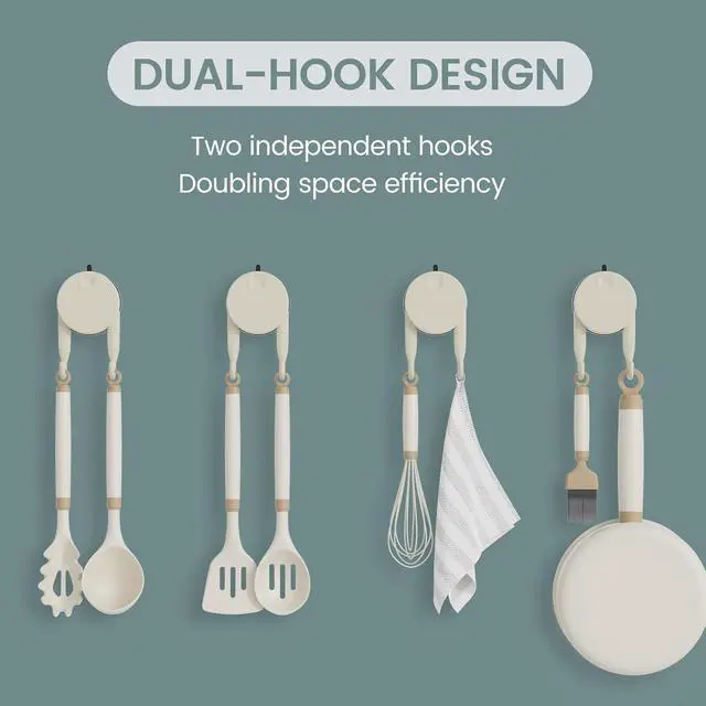 Alt view image 4 of 7 - Strong Suction Cup Hooks for Shower, Bathroom, Kitchen, Heavy Duty Hangers for Door Wreaths, Robe, loofah, Towel, Utensils, Removable Wall Hooks for Tile, Glass, Mirror (4 Pack-Cream)