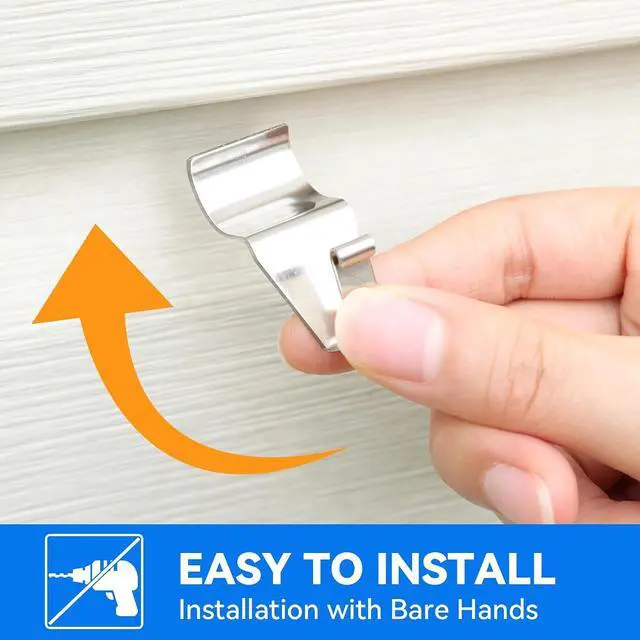 Alt view image 3 of 6 - MIUKAA Vinyl Siding Hangers Hooks (8 Pack), Sturdy No Hole Hooks for Hanging Outdoor, Clips to Hang String Lights & Decorations, Garland Wreath Hanger